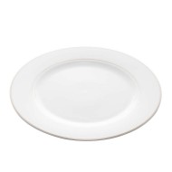 Prato 19cm Para Sobremesa De Porcelana Com Borda Prateada Mônaco Branco